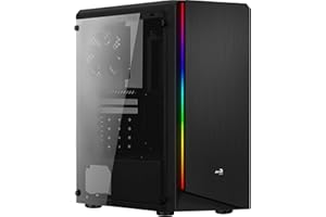 AeroCool RIFT, ATX-PC-Box, RGB 13-Modi, Seitenwand, 12-cm-Lüfter,schwarz, única