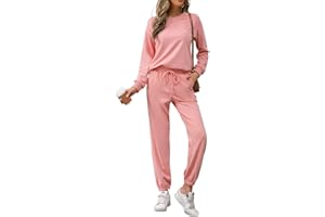 REORIA Donna Manica Lunga Girocollo Tinta unita Due Pezzi Outfit Felpa Jogger Tuta Set Felpa & Pantaloni Della Tuta