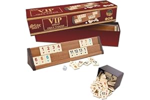 Milanino Rummy Okey VIP Wood Kit de jeu de qualité supérieure avec pierres en plastique Okay Takimi turc en bois de qualité supérieure (bois)