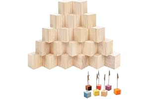 LEOINAER Bloc Bois Naturel - Cube Bois Bricolage,Cube en Bois Carré 5x5x5 cm Naturel Sculptable DIY 20 Pièces Blocs de Bois Léger pour Artisanat