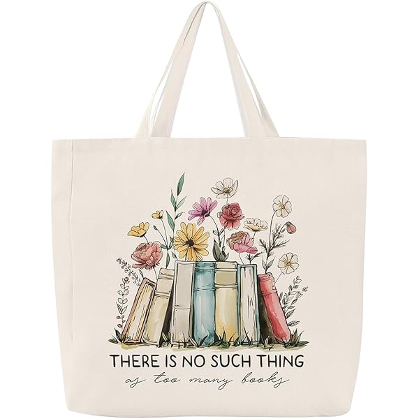 Onperpoe Stoffen tas bedrukt met spreuk I LIKE Books stoffen tas draagtas dames boodschappentas geschenken tote bag esthetische draagtassen katoenen tas linnen tas cadeau boekenliefhebbers 40 x 35 cm