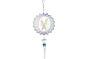 PEOSAARD Les filateurs de vent de 6 pouces pour jardin suspendent les filateurs de vent suspendus en métal 3d carillon de vent avec une queue en spirale pour la cour extérieure décoration art de décoration, u