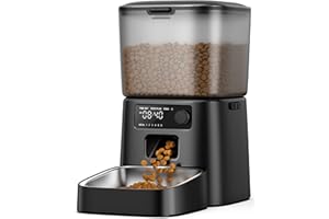 oneisall Mangiatoia automatica per gatti da 3,5L, distributore di cibo per gatti con timer programmabile, 1-6 pasti al giorno, distributore di cibo, con ciotola in acciaio inox