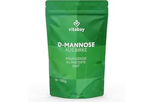 ‎VITABAY Vitabay D-Mannose Pulver aus Birke - 200g Veganes D Mannose Pulver Naturbelassen - 2g D Manose pro Tagesdosis - D- Mannose aus Birke - Ideal mit Forskolin und Cranberry Kapseln - Laborgeprüft