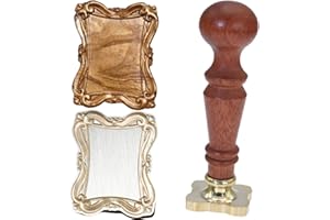 Frame Wax Seal Stamp, Atopbb 3D Embossed Frame Relief Carving Wax Sealing Stamp, Frame Wax Stamp Head Wood Stamp Handle, Wax Stamp for Wedding Invitations, Letter Sealing (F04)