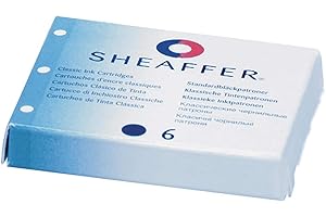 Sheaffer - Cartucho para bolígrafo pluma estilográfica de tinta negra Reca, 6 piezas en caja