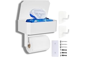 AZOMKER Porte Papier Toilette, Support Papier Toilette, Derouleur Papier WC, Derouleur Papier Toilette Murale, Porte Papier Toilette sans Percage (Blanc)