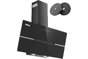 IsEasy Abluft/Umluft Dunstabzugshaube 90cm, Wandhaube Dunstabzugshaube 90 cm mit 578 m³/h Starker Saugleistung, 3 Einstellstufen, Touch-Bedienung, 58 dB, Schwarz, Effizienz A++ 4019201