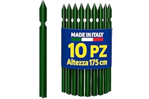 M.I. 10 PZ Palo Paletto a T 30x30 mm in FERRO PLASTIFICATO VERDE per Rete Recinzione Metallica – Altezza a scelta tra: 125cm / 150cm / 175cm – Robusto, Anticorrosione – MADE IN ITALY (175 cm)