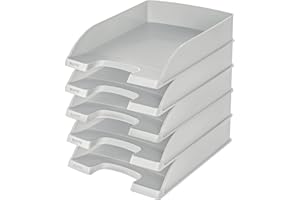 Leitz 52270085 - Paquete de 5 bandejas de correo apilables, gris