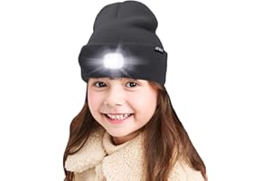 ATNKE Bambini LED Berretto Illuminato Cappelli, USB Ricaricabile 4 LED Torcia Impermeabile Cappelli Notte in Maglia Regali di Natale Leggeri per Ragazze dei Ragazzi