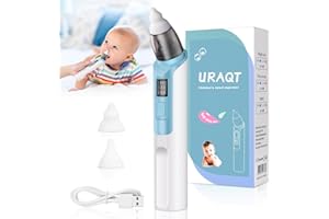 URAQT Aspiratore Nasale, Detergente per Naso Elettrico per Bambini, Aspiratore Nasale Neonato con 6 Livelli di Aspirazione e 2 Punte in Riutilizzabili Silicone, per Neonati Bambini Piccoli Neonati