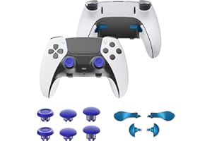 CHARM FOCUS Replacement Kit Thumbsticks & Back Paddles for PS5 Edge Controller, Analog Thumb Sticks Caps Interchangeable for PS5 Dual Sense Edge Stick Module, 6 Joysticks, 4 Back Buttons, Blue