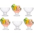 GK Global Kitchen Set of 6 Glass Prawn Cocktail Bowls Dishes Stemmed Appetizer Prawn Cocktail Starter Serving Glasses Footed Appetiser Prawn Seafood Shrimp Salad Cocktail Nibbles Glass Bowls, 230ml