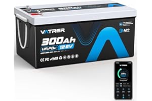 VATRER POWER 12V 300Ah Batteria Litio APP Bluetooth LiFePO4 con 200A BMS 3840W Batteria Ricaricabile 5000+ Cicli Profondi Perfetta per RV, Camper, Off-grid, Solare