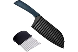 YSDYY 1 x nóż falisty i 1 nóż do krojenia ziemniaków, frytek, nóż falisty ze stali nierdzewnej, wielofunkcyjna krajarka do warzyw do krojenia ziemniaków, ogórków.