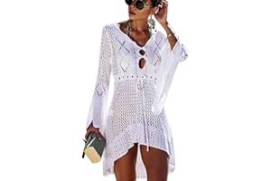 TMEOG Vestido de Playa, Mujer Trajes De Baño Suelto Borla Cubrir Verano Sexy Bikini Cover up Camisola de Playa Túnica de Punto