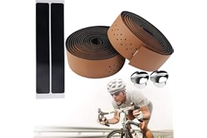 GCROET 1 Paire en Cuir GUIDOLINE à vélo Guidon Grip Wraps antidérapante Souple Respirant Guidoline pour vélo de Route Ruban vélo Guidon avec Barre Plugs (Marron)