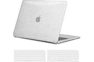 TECOOL Custodia MacBook Air 13 Pollici Retina M1 2020 2019 2018 A2337 A2179 A1932 Touch ID, Case Cover Trasparente Rigida Plastica Ultrasottile +Accessori Copritastiera Silicone, Scintillante