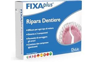 DULÀC FARMACEUTICI 1982 Dulàc Ripara Dentiere, Kit di Riparazione Dentiera, Ripara qualsiasi tipo di rottura della dentiera, per protesi superiori, inferiori e parziali, FIXAplus