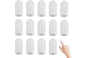 MALOUSUN 14 Stück Fingerschutz Silikon Gel Fingerlinge,Fingerkuppenschutz nach Verletzung,Fingerschutz bei Verletzung,Finger Sleeves,Daumenschutz Atmungsaktive Fingerhülsen,Fingerkappe Fingernagel Schutz Weiß
