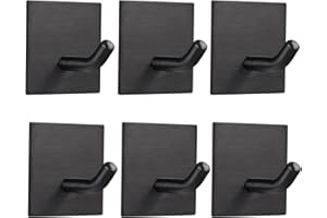 FOMANSH Lot de 6 crochets adhésifs robustes en acier inoxydable pour cuisine, salle de bain, porte de maison, serviette, manteau, clés, peignoir, lot de 6