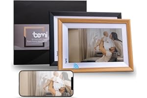 ‎BEMI Ramka na zdjęcia WiFi bemi z aplikacją Frameo, biała cyfrowa ramka na zdjęcia + 2 ramki w zestawie czytnik kart pamięci 10,1", ekran dotykowy, wbudowany głośnik