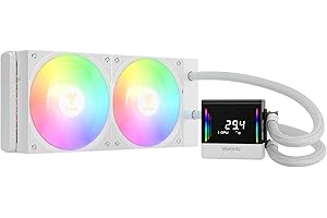 GAMDIAS CHIONE E4 240mm AIO Liquid CPU Cooler, Real-Time Digital Display Patented PWM Pump, 2 x 120mm Easy Cable Management Daisy Chained Fans w/ ARGB Sync, Intel LGA 1851/1700/1200；AMD AM5/AM4, White