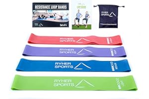 Ryher Cintas elasticas musculacion - Bandas de Resistencia Fitness para Crossfit, Pilates, Ejercicio en casa - Gomas elasticas para Hombres y Mujeres - Incluye Manual PDF