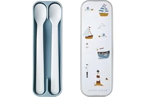 Mepal Łyżka do Karmienia Niemowląt Mio, z Długim Uchwytem, Nadaje Się do Mycia w Zmywarce, Naczynia dla Niemowląt, Bez Bpa, Zestaw 2 Szt., Zatoka Marynarzy