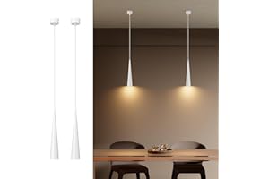 K-Bright 2 pezzi lampada a Sospensione ristorante, 5W Lampadina Gu10, Regolabile In Altezza lampada a sospensione moderna per cucina soggiorno tavolo da letto, luce bianca calda 3000K(Bianco)