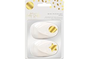 VIOLET STUDIO Mini Punch Set (Pack of 2) - Cuts Out Balloons & Stars - 1.5cm x 1.5cm - Punches Shapes From Card & Paper Up To 220GSM - Perfect for Cardmaking & Scrapbooking or Creating Your Own Confetti