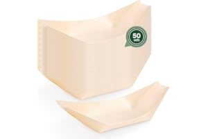 Horeca Collection MAXI PRODUCTS - Cuencos Desechable Madera - Cuencos Catering Aperitivos Desechable - Cuenco Cocktail - Barquillas Madera - PRÁCTICO Y APILABLE (8 x 6 x 1,5 cm, 50 unidades)