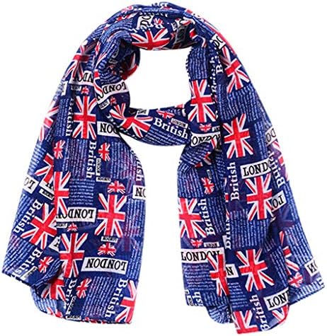 Womens Scarf Autumn Winter Lady Fashion Balinese Yarn Wrap Shawl"LONDON" Letter Print British Flag Pattern