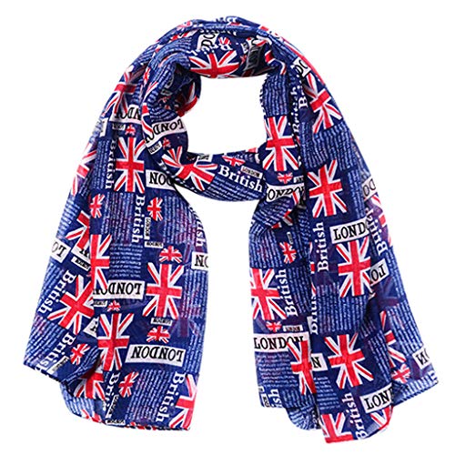 Womens Scarf Autumn Winter Lady Fashion Balinese Yarn Wrap Shawl"LONDON" Letter Print British Flag Pattern