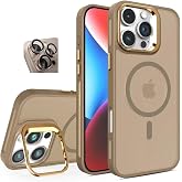 MADNOVA iPhone 14 Pro Max i&ccedil;in Kılıf Kamera Korumalı Magsafe Wireless Şarj &Ouml;zellikli Lens Hediyeli Mat Şeffaf Renkli Standlı 
