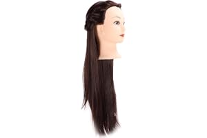 Mannequin Head Huvudhår, Hår Mannesdocka Huvud Mörkbrun Hög Temperatur Syntetisk Hår Realistisk Hårbotten Design för Frisörst