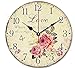 Produktbild Jinberry 14" (34cm) Shabby Chic Vintage Nicht-tickende Rund Wanduhr aus Holz / 14 Zoll Groß Retro Antik Lautlos Analog Wand Uhr für Wohnzimmer Esszimmer or Küche - Rose