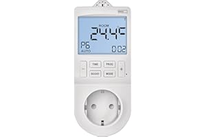 EMOS Termostat gniazdkowy 2 w 1 i timer, cyfrowy regulator temperatury pomieszczenia i timer gniazdko do ogrzewania i chłodzenia, grzejnika, ogrzewania na podczerwień, akwarium, terrarium, szklarni