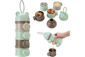 Heyu-Lotus Baby Milk Powder Dispenser, Portable 4 Layers Formula Milk Storage Container, 270ml per Layer Twist-Lock compartments, Milk Powder Dispenser Container, with Silicone Handle