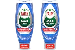 Housold 640ml Fairy Max Power Antibacterial Washing Up Liquid, Anti-Leak Technology | Fast & Easy Dosing, Suitable for a Wide Range of Dishes and Cookwares (Pack of 2)