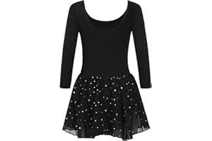 trudge Dziecięca sukienka baletowa dla dziewczynki, z krótkim rękawem / z długim rękawem, z bawełny, trykot baletowy, strój do tańca ze spódniczką tutu