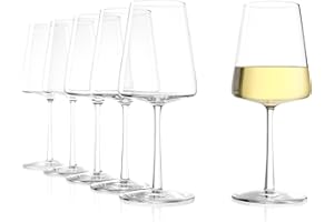 Stölzle Lausitz Verres à Vin Blanc Power Lot de 6, 400 ml – Verres à Vin Modernes pour une Dégustation Maximale – Élégants Verres en Cristal – Lavables au Lave-vaisselle et Résistants aux Chocs