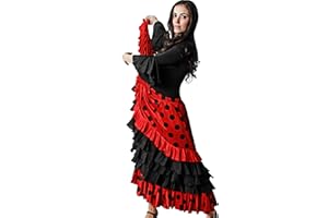 Gojoy shop- Falda Profesional de Lunares para Baile Danza Flamenco o Sevillanas para Mujer con 5 Volantes en 3 Colores Disponibles.