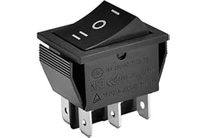 Heschen Interruptor basculante, RK1-01-HS, ON-OFF-ON, DPDT, 6 terminales, 16A 250VAC, negro, paquete de (50)