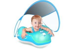 ‎LAYCOL Schwimmring Baby mit UPF50+ Sonnenschutzdach & Spielzeug, Verstellbarer Sicherheitssitz, Kleinkind Pool Schwimmring für 3-36 Monate