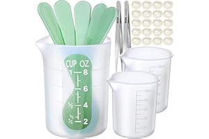 Silikon Messbecher für Harz, LEOBRO 3 Stück Silikonbecher, für Basteln, Epoxidharz, Gießformen, Schmuck Machen, mit Löffel, Fingerlinge, Pinzette…