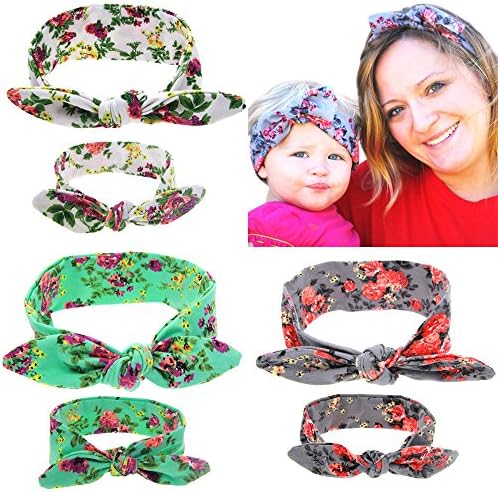 Mom and Me Matching Rabbit Ears Headband Turban Elastic Cotton Bowknot Hairband Momy Kids Party Headwear (3colors)