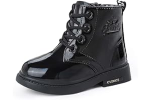 Hoylson Boots for Girls Toddler Kids Lace up Ankle Boots Black Pink