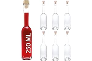 SLKFACTORY casavetro 250 ml OPI-HGK Bottiglie in Vetro da riempire, 0,25 l, Bottiglie per liquori, Grappa, aceto, Olio (6 x 250ml)